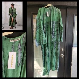 Folk Religion Green Tie-Dye Kimono